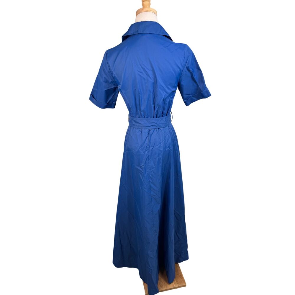 Staud Millie Maxi Belted Shirt Dress Lapis Blue recycled nylon size 00 XXS - Picture 10 of 14